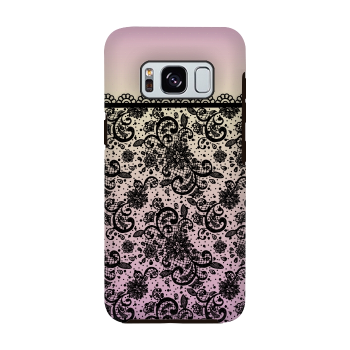 Galaxy S8 StrongFit Black lace Purple Ombre by Quirk It Up