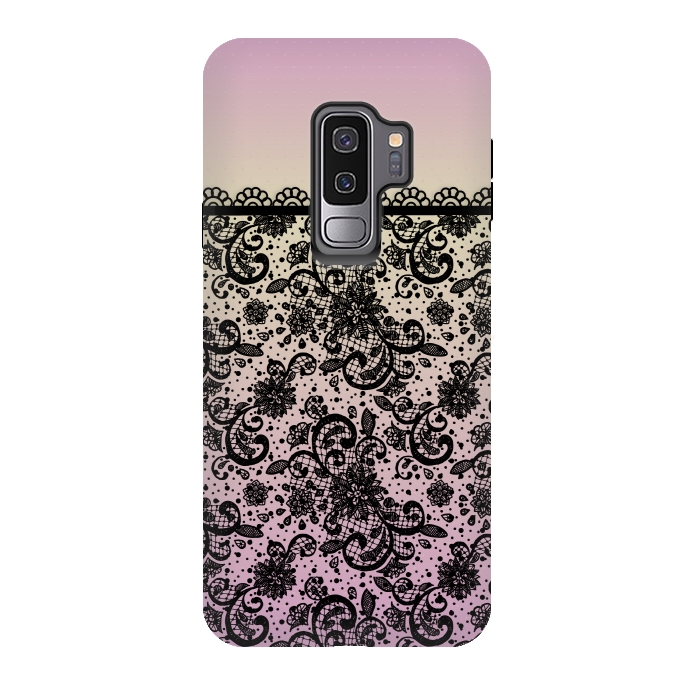 Galaxy S9 plus StrongFit Black lace Purple Ombre by Quirk It Up
