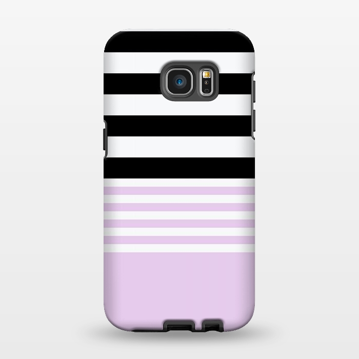 Galaxy S7 EDGE StrongFit pink black stripes by Vincent Patrick Trinidad