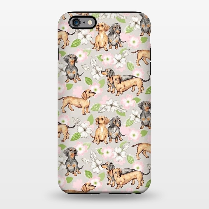 iPhone 6/6s plus StrongFit Dachshunds and dogwood blossoms by Micklyn Le Feuvre