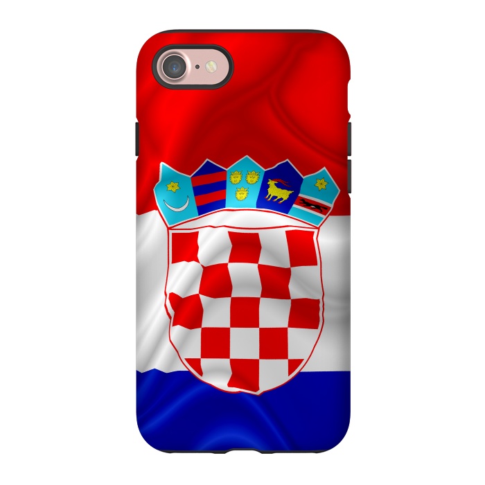 iPhone 7 StrongFit Croatia Flag Waving Digital Silk Satin Fabric  by BluedarkArt