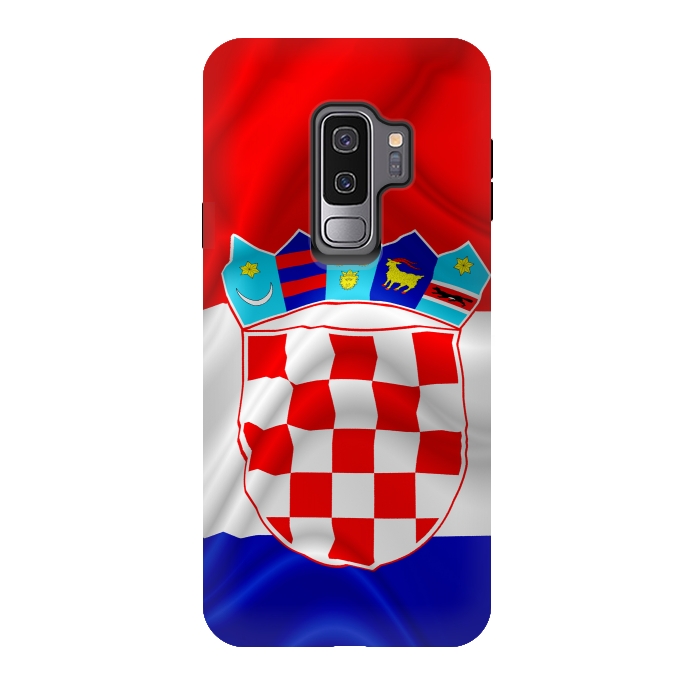 Galaxy S9 plus StrongFit Croatia Flag Waving Digital Silk Satin Fabric  by BluedarkArt