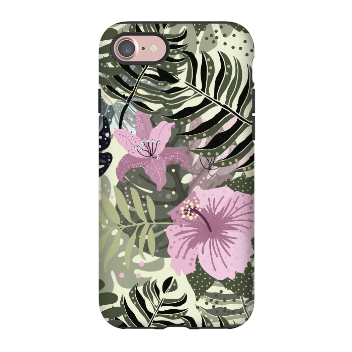 iPhone 7 StrongFit Pastel Green Pink Aloha Tropical Jungle by  Utart