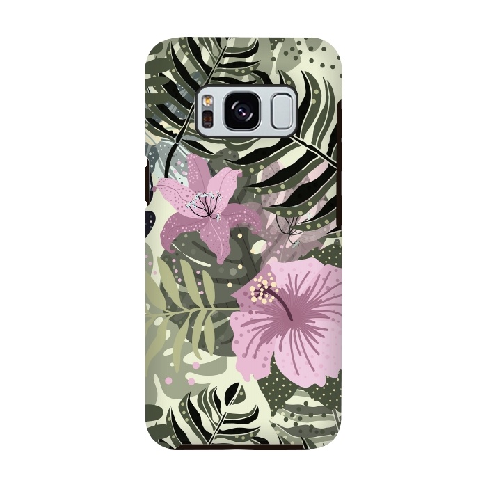 Galaxy S8 StrongFit Pastel Green Pink Aloha Tropical Jungle by  Utart