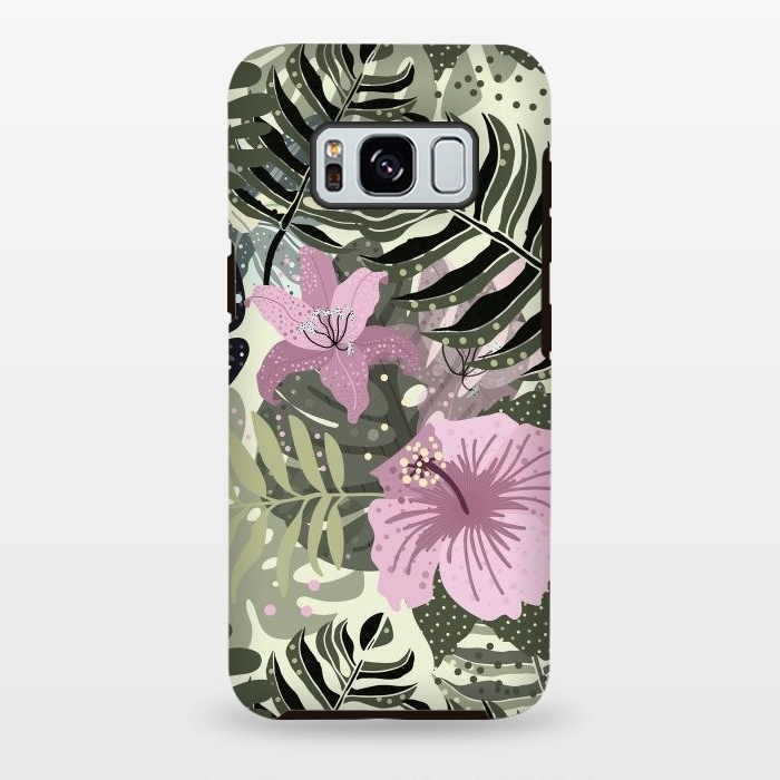 Galaxy S8 plus StrongFit Pastel Green Pink Aloha Tropical Jungle by  Utart