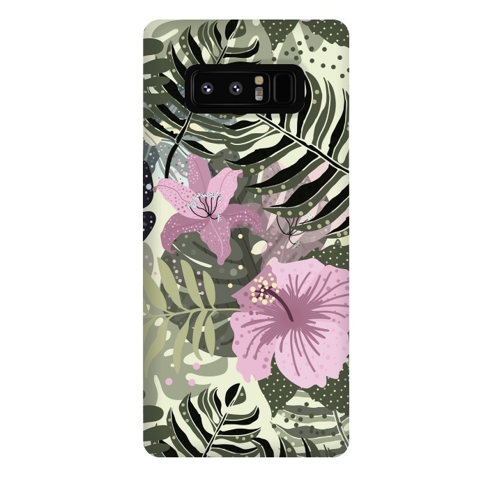 Galaxy Note 8 StrongFit Pastel Green Pink Aloha Tropical Jungle by  Utart