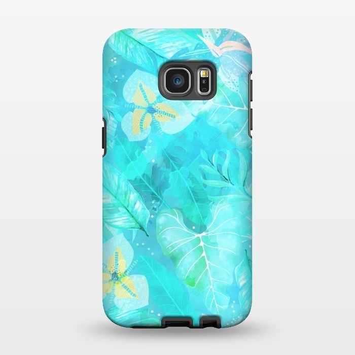 Galaxy S7 EDGE StrongFit Teal Aloha Jungle by  Utart
