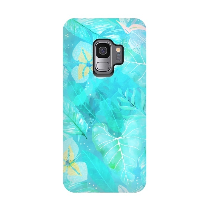 Galaxy S9 StrongFit Teal Aloha Jungle by  Utart