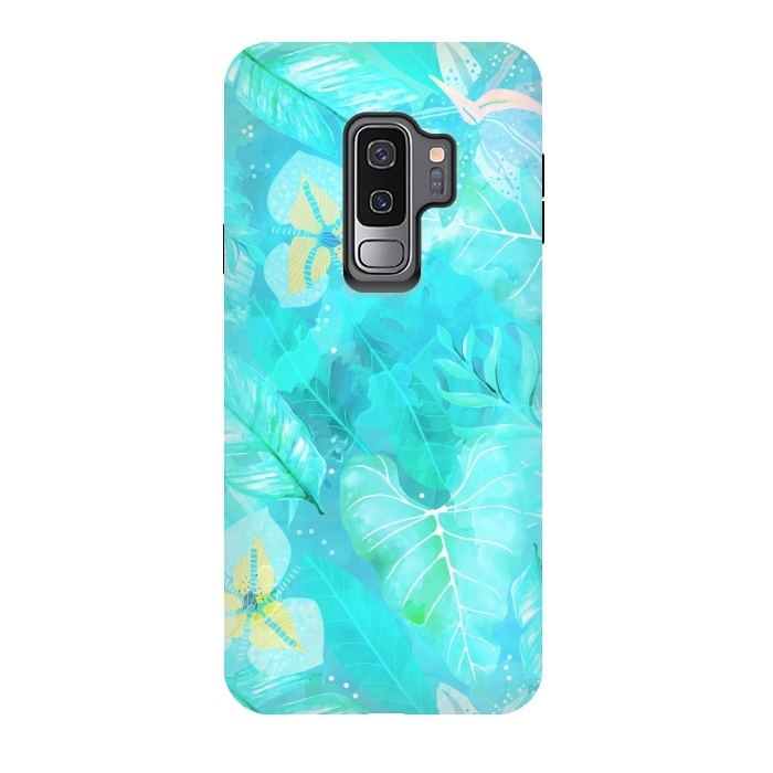 Galaxy S9 plus StrongFit Teal Aloha Jungle by  Utart