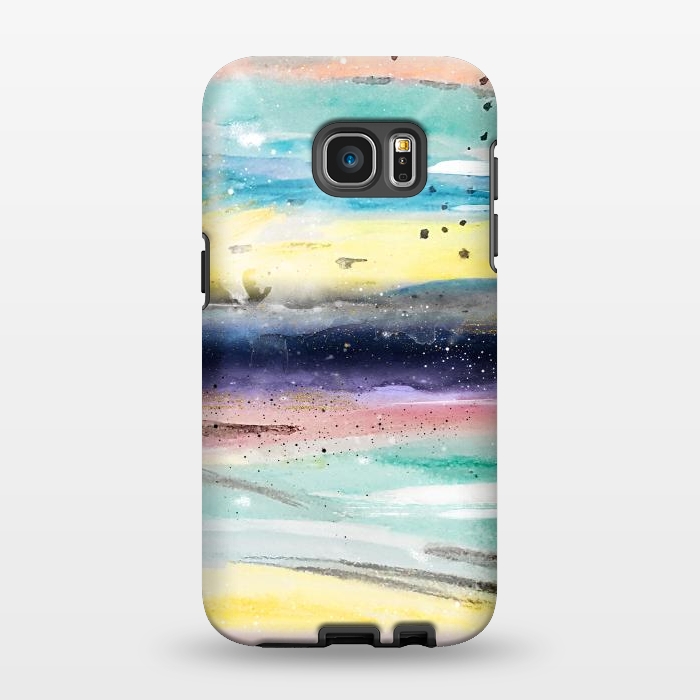 Galaxy S7 EDGE StrongFit Summer watercolor abstract art design by InovArts