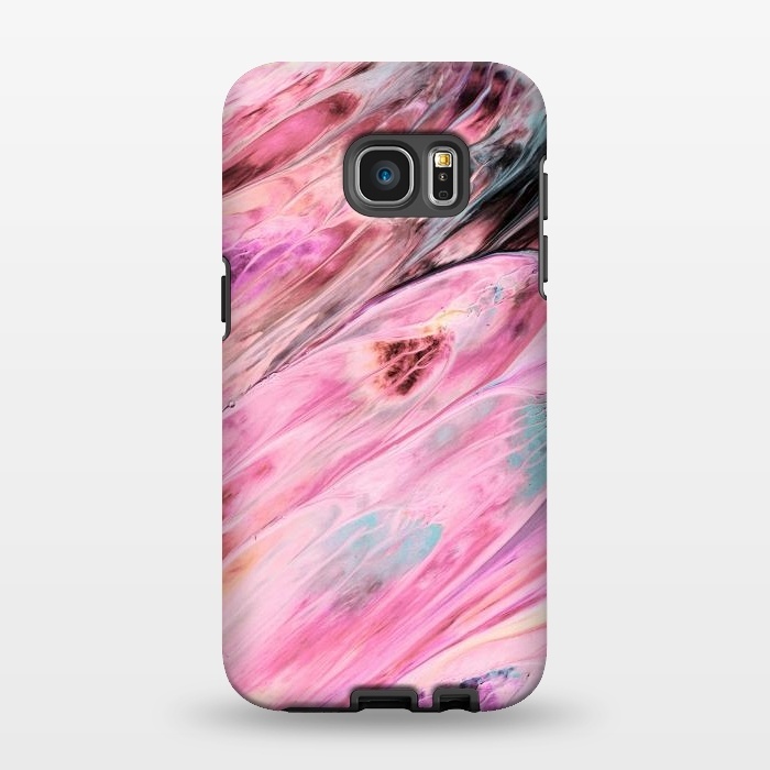 Galaxy S7 EDGE StrongFit Pink and Black Ink Marble by  Utart