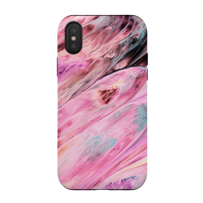 iPhone Xs / X StrongFit Pink and Black Ink Marble by  Utart