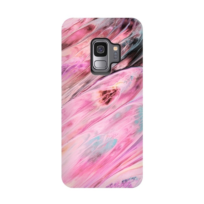 Galaxy S9 StrongFit Pink and Black Ink Marble by  Utart