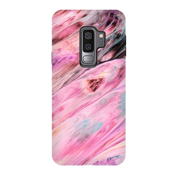 Galaxy S9 plus StrongFit Pink and Black Ink Marble by  Utart