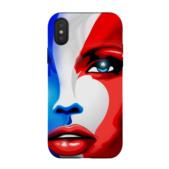 iPhone Xs / X StrongFit France Flag Beautiful Girl Portrait by BluedarkArt