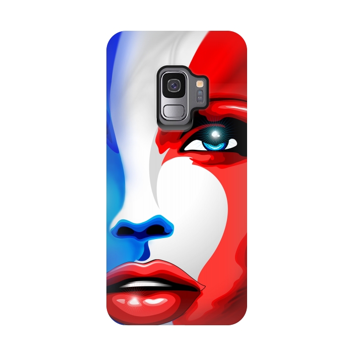 Galaxy S9 StrongFit France Flag Beautiful Girl Portrait by BluedarkArt
