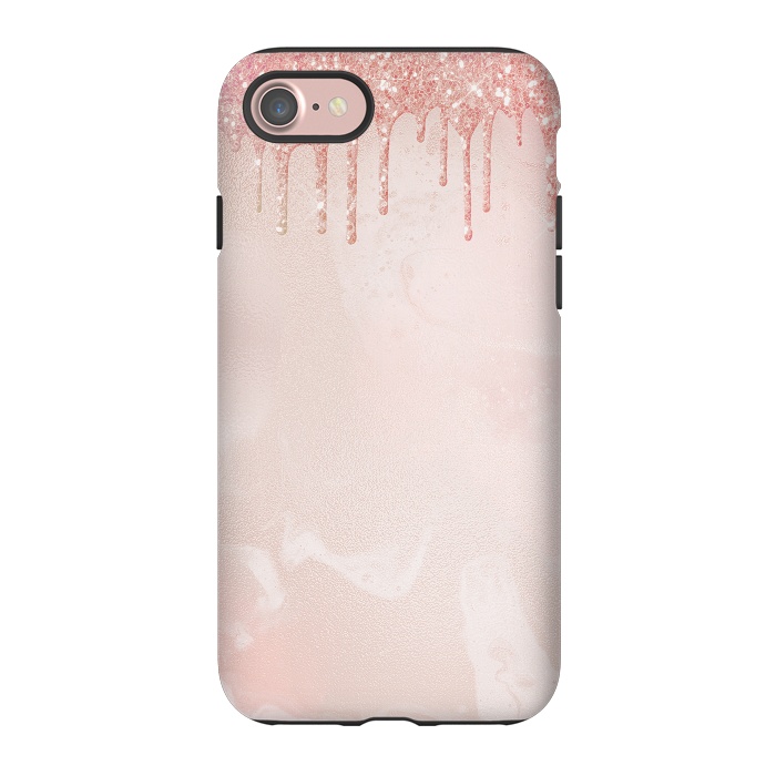 iPhone 7 StrongFit Pink Glitter Rain  by  Utart