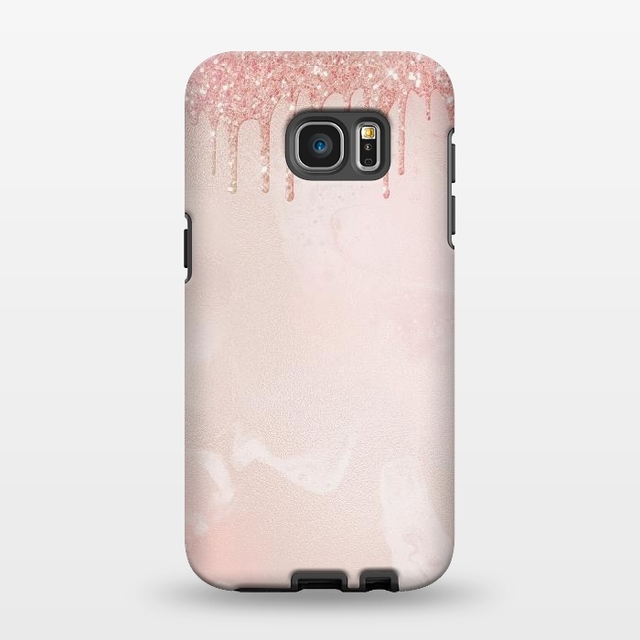 Galaxy S7 EDGE StrongFit Pink Glitter Rain  by  Utart
