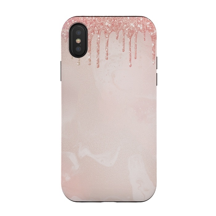 iPhone Xs / X StrongFit Pink Glitter Rain  by  Utart