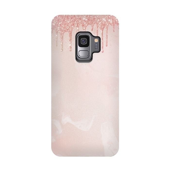 Galaxy S9 StrongFit Pink Glitter Rain  by  Utart