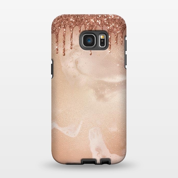 Galaxy S7 EDGE StrongFit Copper Glitter Rain by  Utart