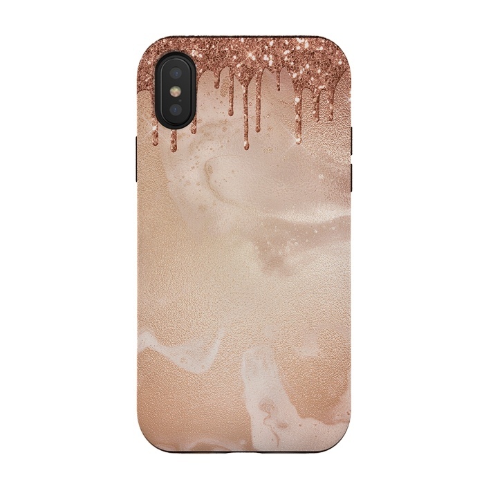 iPhone Xs / X StrongFit Copper Glitter Rain by  Utart