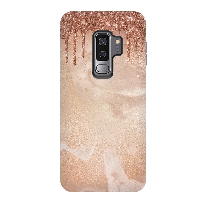 Galaxy S9 plus StrongFit Copper Glitter Rain by  Utart