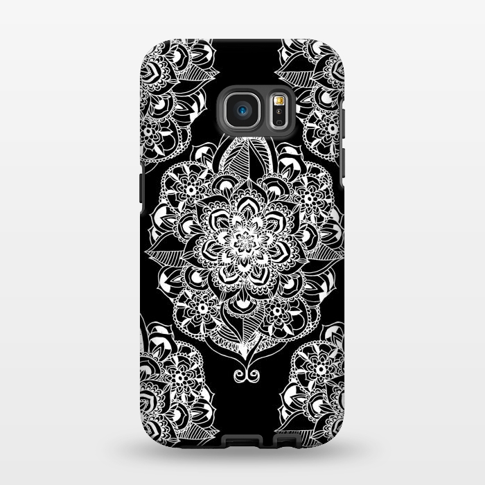 Galaxy S7 EDGE StrongFit Black & White Graphic Mandala Diamonds by Tangerine-Tane