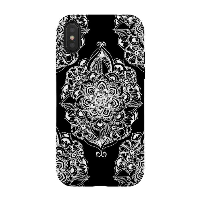 iPhone Xs / X StrongFit Black & White Graphic Mandala Diamonds by Tangerine-Tane