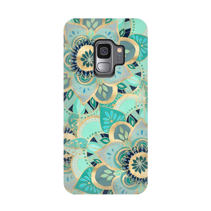 Galaxy S9 StrongFit Emerald and Gold Mandalas by Tangerine-Tane