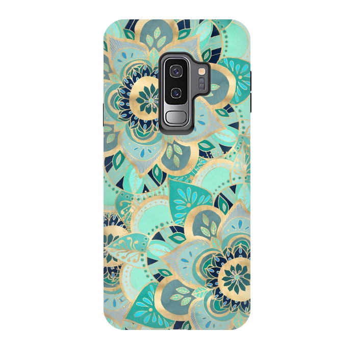 Galaxy S9 plus StrongFit Emerald and Gold Mandalas by Tangerine-Tane