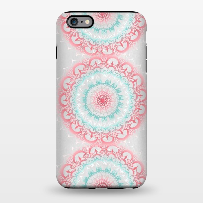 iPhone 6/6s plus StrongFit Faded Coral & Mint Mandalas on Grey by Tangerine-Tane