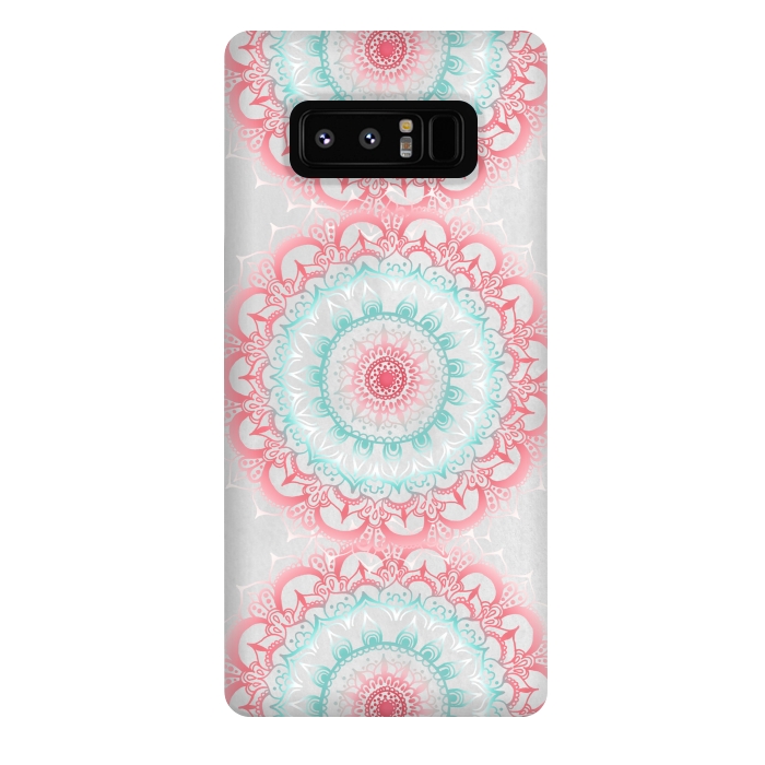 Galaxy Note 8 StrongFit Faded Coral & Mint Mandalas on Grey by Tangerine-Tane