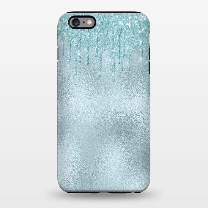 iPhone 6/6s plus StrongFit Ice Blue Glitter Droplets on Metal Foil by  Utart