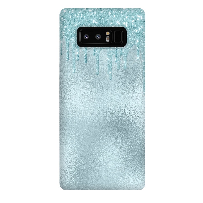 Galaxy Note 8 StrongFit Ice Blue Glitter Droplets on Metal Foil by  Utart
