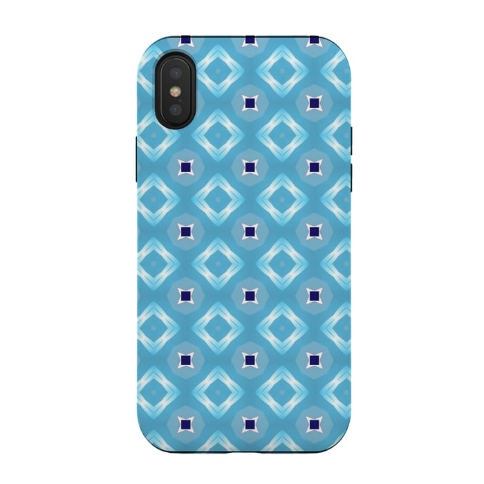 iPhone Xs / X StrongFit blue diamond pattern by MALLIKA