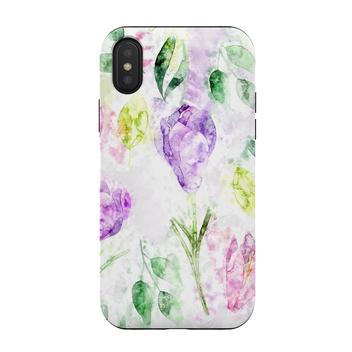 iPhone Xs / X StrongFit Watercolor Flora by Creativeaxle