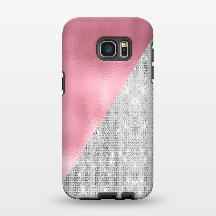 Galaxy S7 EDGE StrongFit Pink Silver Glitter  by Alemi