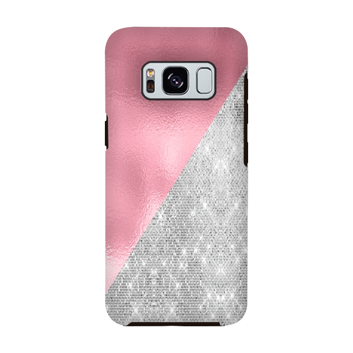 Galaxy S8 StrongFit Pink Silver Glitter  by Alemi