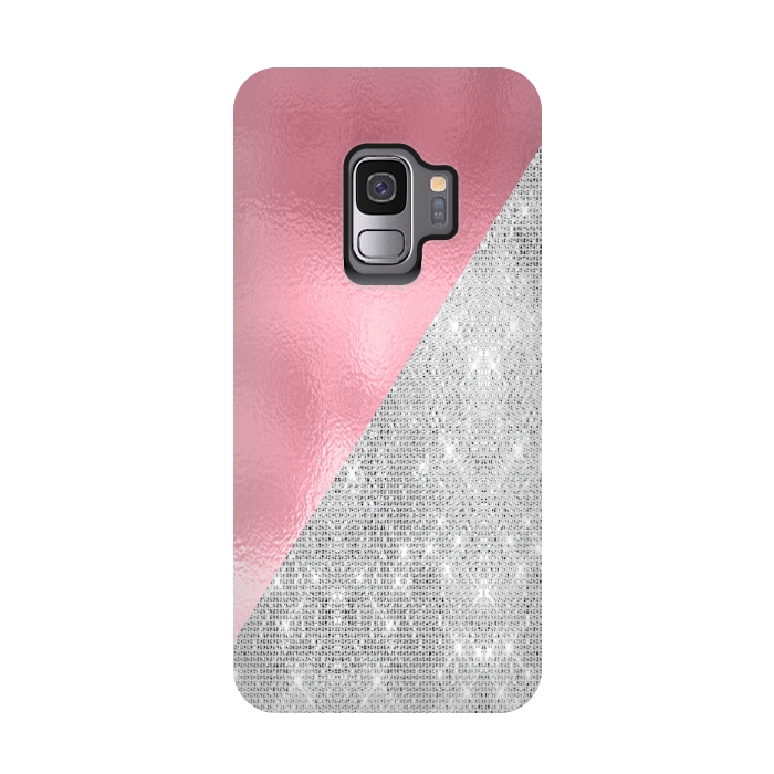 Galaxy S9 StrongFit Pink Silver Glitter  by Alemi