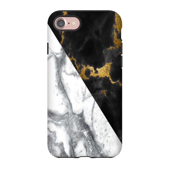 iPhone 7 StrongFit Marble Black White Gold Geometric by Alemi