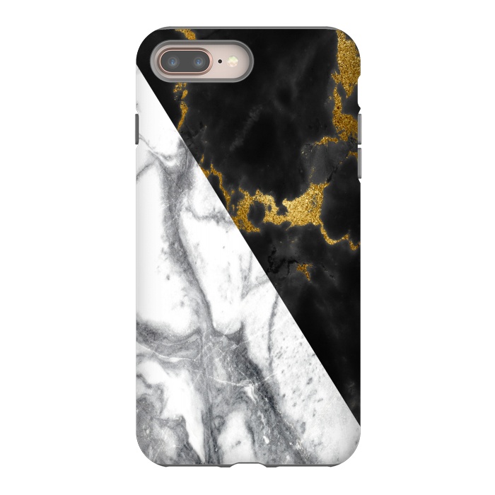 iPhone 7 plus StrongFit Marble Black White Gold Geometric by Alemi