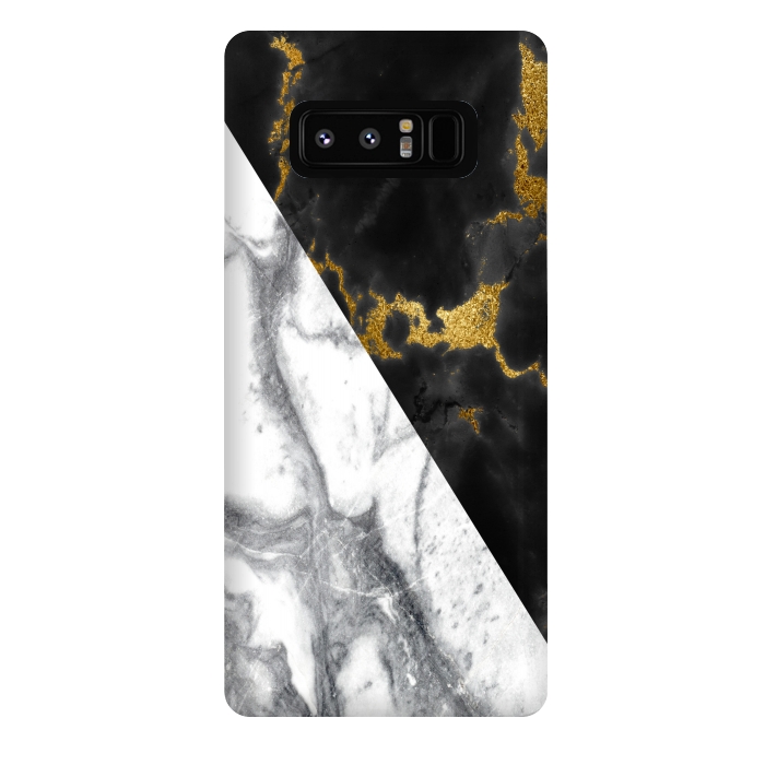 Galaxy Note 8 StrongFit Marble Black White Gold Geometric by Alemi
