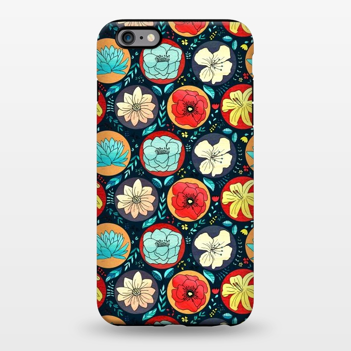 iPhone 6/6s plus StrongFit Navy Polka Dot Floral  by Tigatiga