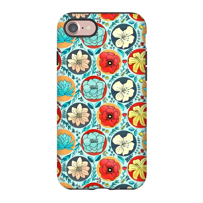 iPhone 7 StrongFit Polka Dot Floral On Navy  by Tigatiga