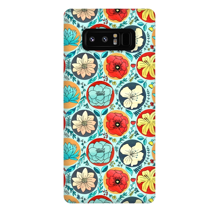 Galaxy Note 8 StrongFit Polka Dot Floral On Navy  by Tigatiga
