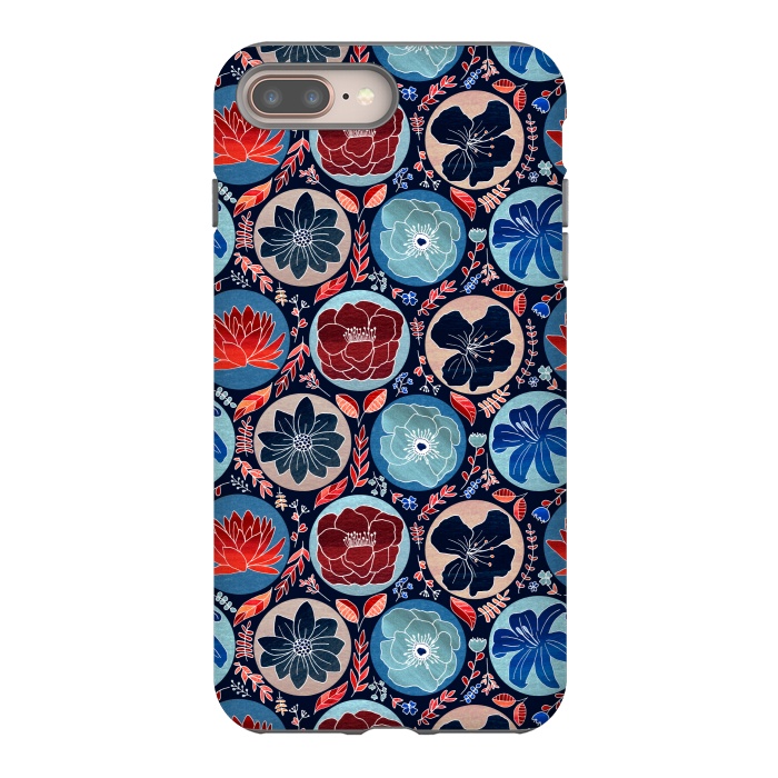 iPhone 7 plus StrongFit Moody Polka Dot Floral  by Tigatiga
