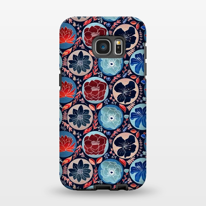Galaxy S7 EDGE StrongFit Moody Polka Dot Floral  by Tigatiga