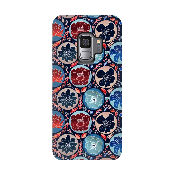 Galaxy S9 StrongFit Moody Polka Dot Floral  by Tigatiga