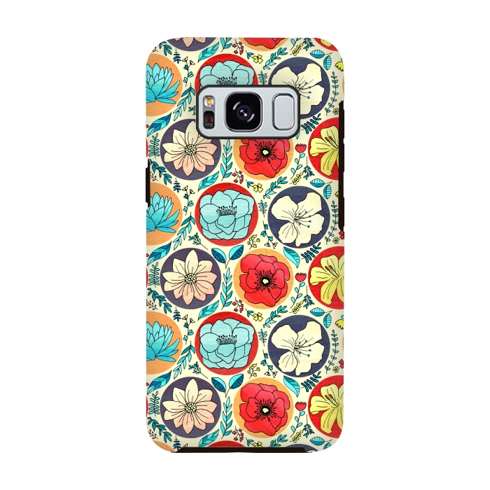 Galaxy S8 StrongFit Polka Dot Floral On Cream by Tigatiga